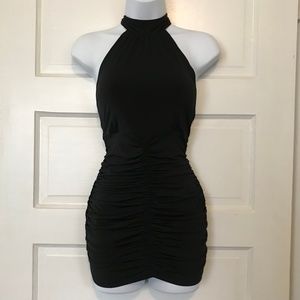 Gender Bias Black Fitted High Neck Halter Top